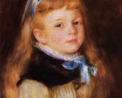 皮埃尔奥古斯特雷诺阿 - Mademoiselle Grimprel in a Blue Ribbon